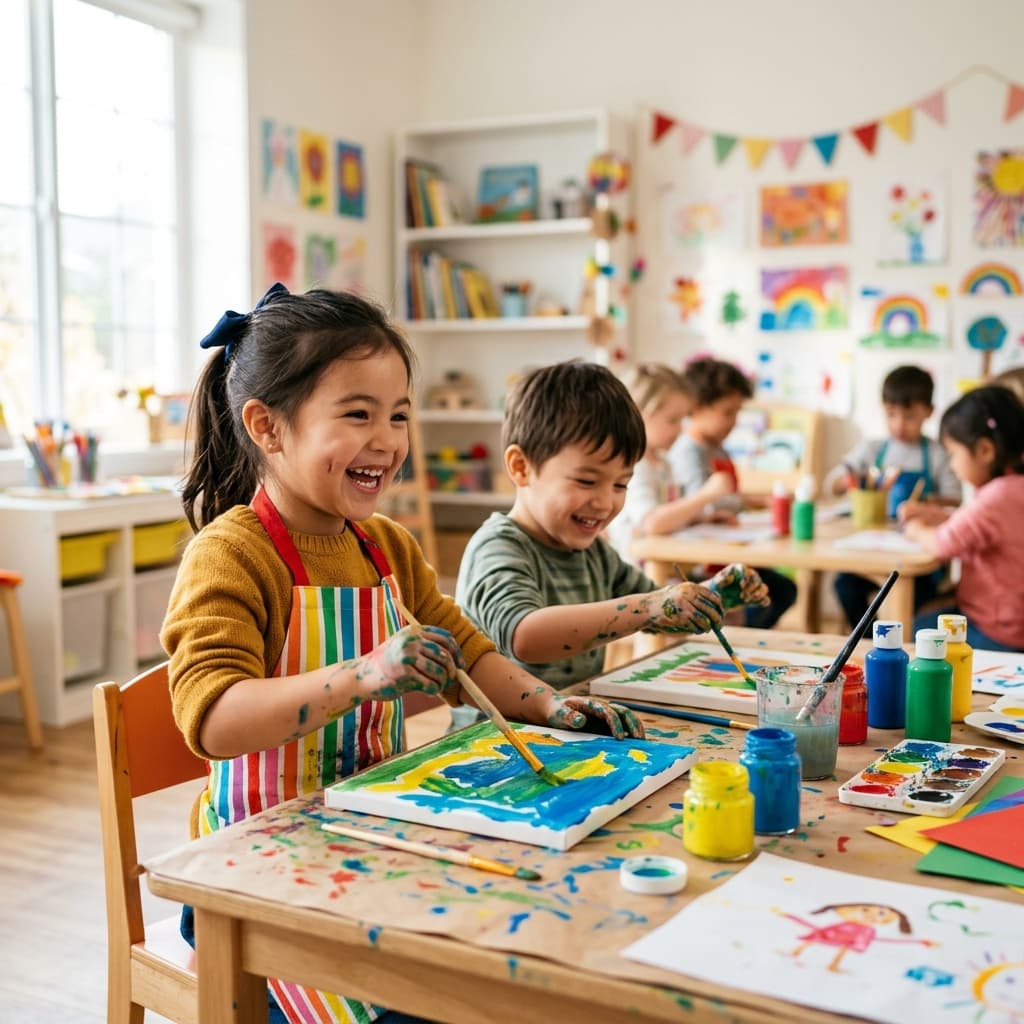 Children in art class